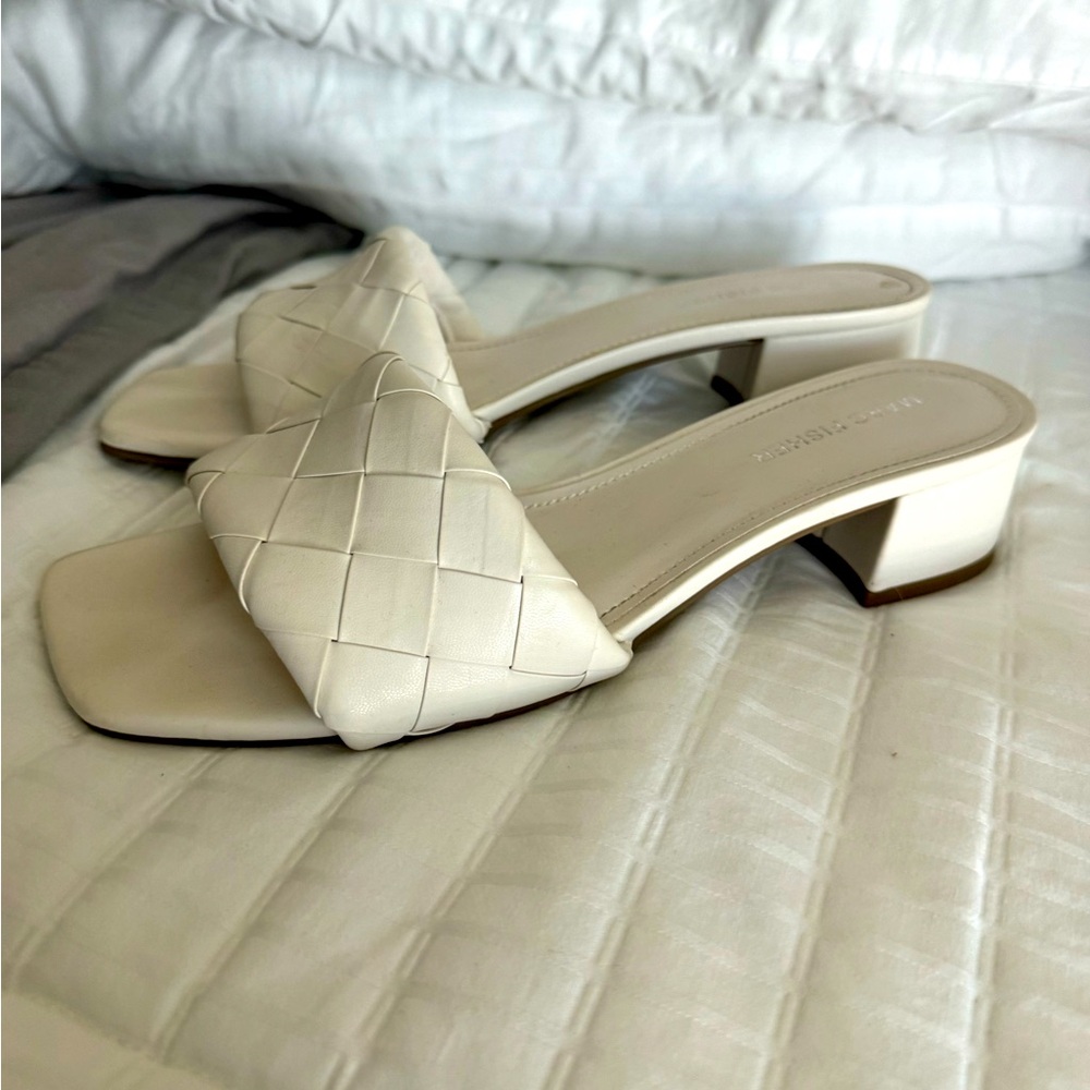 Cream leather slides